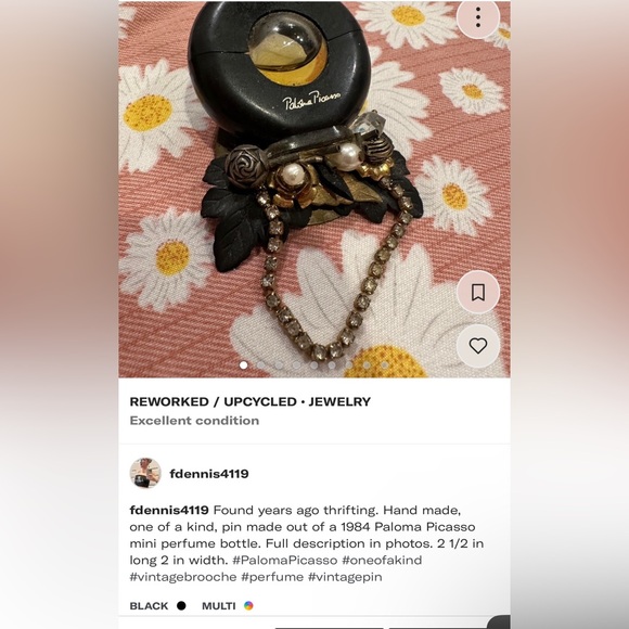 One of a Kind hand crafted Paloma Picasso mini perfume brooche - Picture 3 of 16